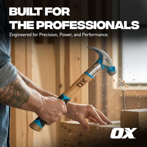 OX Pro Framing Hammer 22 oz MIlled Face with Curved Hickory Wood Handle Hammer wit Rubber Handle Grip - Martillos De Construccion - style: 22-oz Hammer + Grip