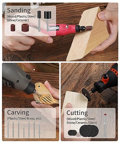 HARDELL Rotary Accessory Kit w/ 1/8" Shanks, Sanding & Carving Pink - color: Pink