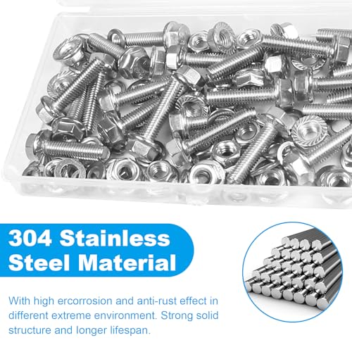 25 Sets M6-1.0 x 25mm Flanged Hex Head Bolts and Nuts Kits - size: M6-1.0 x 25mm