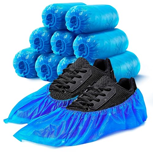 Disposable Shoe Covers 100 Pcs (50 Pairs), Water-Resistant, Non-Slip | Booties for Shoes Covers, CPE Material, Tear-Resistant; for Cleaning, Real Estate & Guests; Indoors & Outdoors; Universal Fit - style: 50Pairs Disposable Blue Shoe Covers