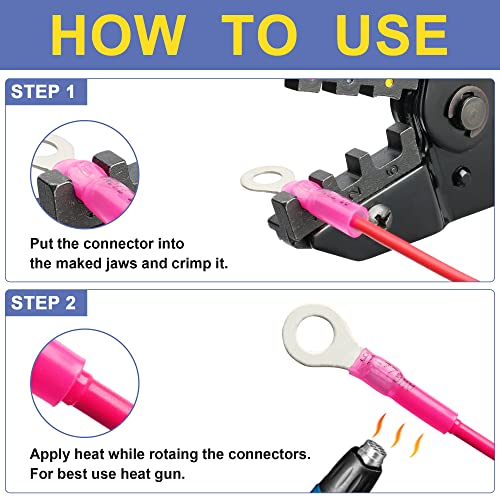 haisstronica 880PCS Heat Shrink Wire Connectors, 22-16 AWG, Red 11 Sizes - size: 880
