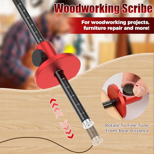 Wheel Marking Gauge, Micro-Adjustable Woodworking Marking Tool with Dual Metric & Imperial Scales, Solid Aluminum Alloy Scribe Gauge for Precision Joinery & Carpentry