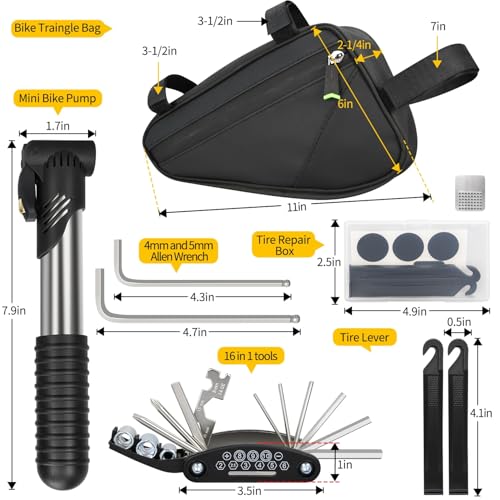 Bike Repair Kit, Bike Bag With Tire Pump, Bike Multitool, Allen Wrenches - size: Bike Frame Bag Set