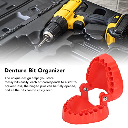 Magnet Denture Drill Bit Holder,Portable 28 Drill Bits Denture Bit Holder Desk Gadget Decor Tool (Red) - color: Red