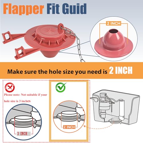 Universal Toilet Flusher Replacement Kit, Fill Valve, 2-Inch Flapper, Toilet Handle Lever, Adjustable, Quiet, Easy to Install, Complete Toilet Parts Inside Tank Kit (Red, 1-Pack) - color: Red