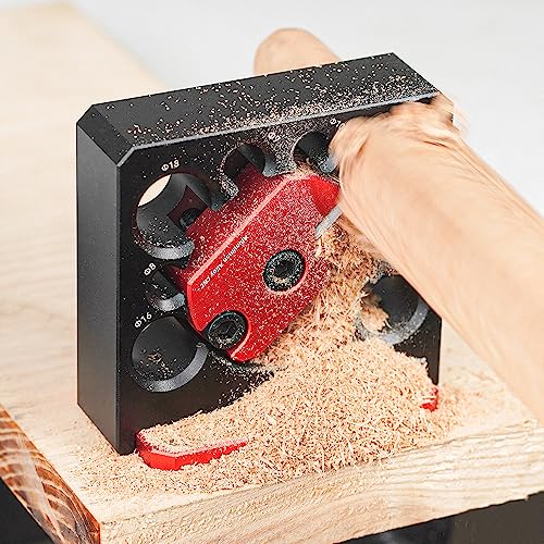 Adjustable Drill Milling Dowel Round Rod Auxiliary Tool with Carbide Blade, Electric Drill Milling Cylindrical Woodworking Tool Dowel Maker Jig with 8/9/10/12/15/16/18/20mm Holes,035B - color: Black