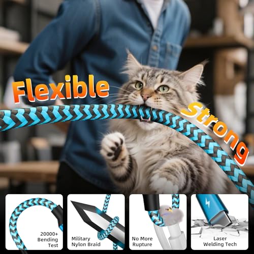 4 in 2 USB C Splitter Charging Cords,Universal Charging Cable,1Pack 5FT - color: Red&White&Black&Blue