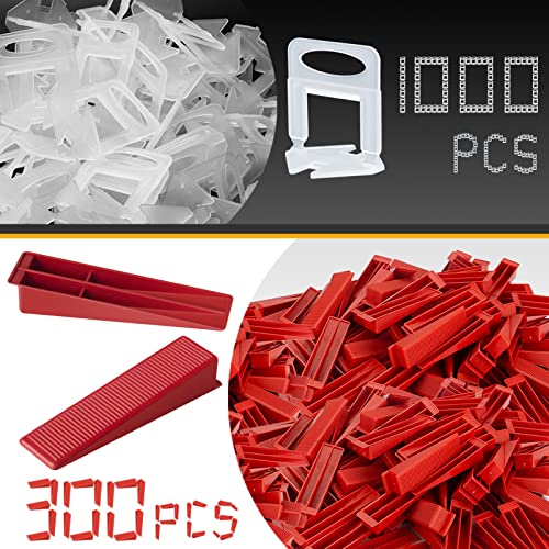 Tile Leveling System 1000-Piece Tile Leveling Spacer Clips and 300-Piece Reusable Wedges Tile Leveler Tool Set for Ceramic Tile and Stone Installation (1/16 Inch) - size: 1/16 inch