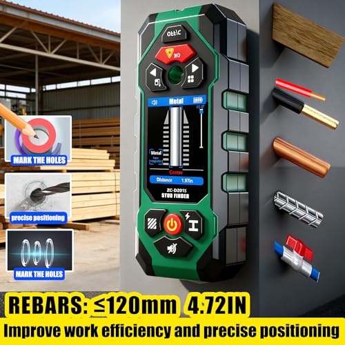 Stud Finder Wall Scanner with Laser Measure and Level 10 in1 Wall Detector - color: Green