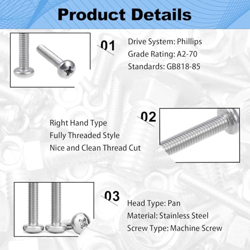 #4-40x1/4 Machine Screws Pan Phillips Cross for Computer Electronic Repairs - size: #4-40x6.35mm