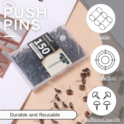 150PCS Black Clear Thumb Tacks for wall Push pins thumbtacks for Hanging - color: Clear Black