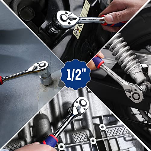 WORKPRO 1/2" Drive Ratchet Wrench, 72-Tooth Reversible - size: 1/2"