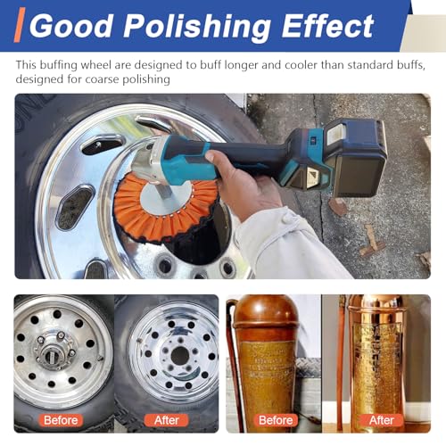8" Orange Airway Buffing Wheel, 12-Ply Medium Polishing Wheel, 5/8" Arbor Hole, Compatible with Angle Grinder & Buffer Polisher, for Aluminum, Stainless Steel, Brass & Copper, 1PC - color: Medium 1pc, size: 12plys