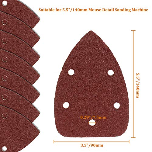 50 Pcs Mouse Detail Sander Sandpaper, 40 Grit, 5 Hole - size: 40 Grit - 50 Pcs