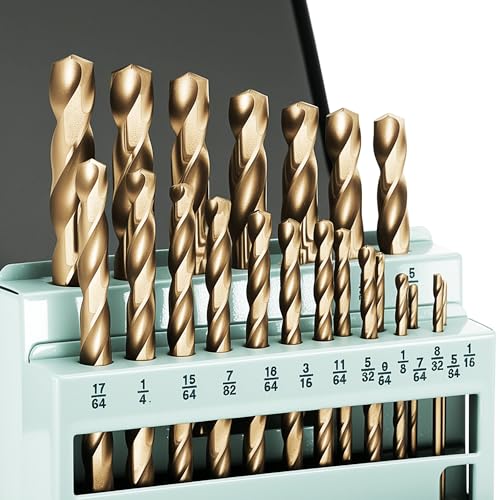21Pcs Cobalt Drill Bit Set (1/16"-3/8"), M35 HSS, 135 Degree Tip, Twist Jobber Length for Hardened Metal, Stainless Steel, Cast Iron, Wood, and Plastics, with Index Storage Case - style: 21pcs Cobalt Drill