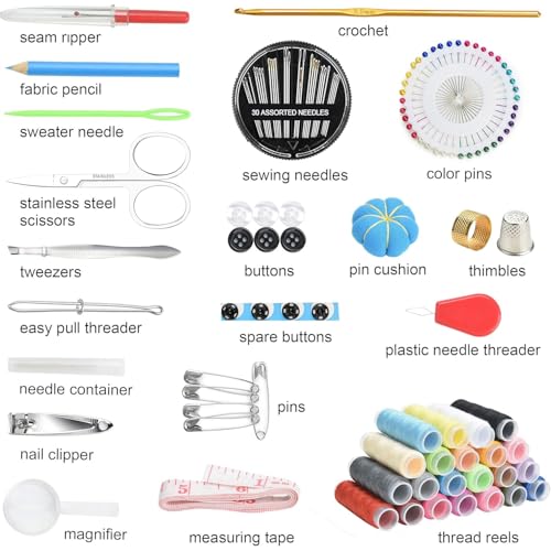 Marcoon Sewing Kit for Adults, Portable Needle & Thread Repair Kit - size: M