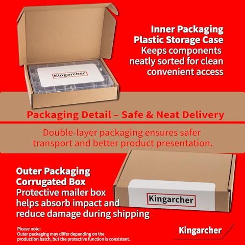 Kingarcher 252Pcs Hex Bolts and Nuts Assortment Kit, 1/4 20 5/16 18 3/8 16 Inch, 304 Stainless Steel 18-8 Assorted Bolts Nuts Flat Washers Hardware Kit, Screw Nut and Bolt Organizer, 3/4" to 2-1/2"