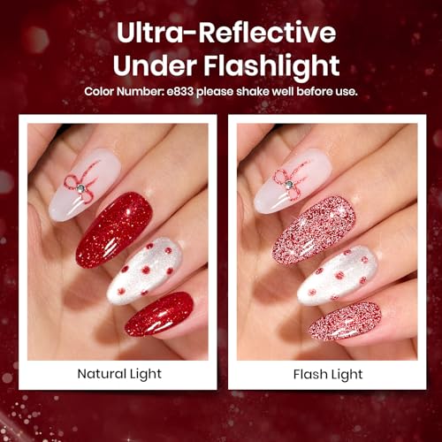 Beetles Red Gel Nail Polish Set, 6 Colors Jelly Gel Polish with Magnet - color: A - Red Jelly | Red Revival