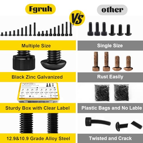 1500PCS M4 Hex Socket Head & Button Head Screws Nuts Assortment Kit - size: M3 2300pcs