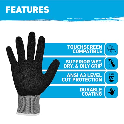 Gorilla Grip Work Gloves, Medium, 1 Pair, Gray and Black - color: Grey A3, size: Medium