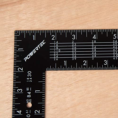 POWERTEC Framing Square, 16'' x 24'' Steel Carpenter Square with Rafter Tables, Framing Tools & Right Angle Ruler for Carpenter, Woodworking, Construction (80008V) - size: 16" x 24" Framing Square
