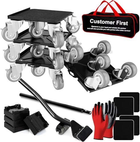 2,400 lb Capacity Furniture Dolly Set, 6.8-Inch Platforms, Black - color: Black, size: 6.8x6.8 IN