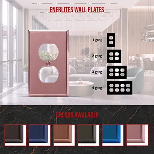 ENERLITES Duplex Receptacle Metal Wall Plate, 1-Gang, Polished Rose Gold - color: Polished Rose Gold, size: Standard Size