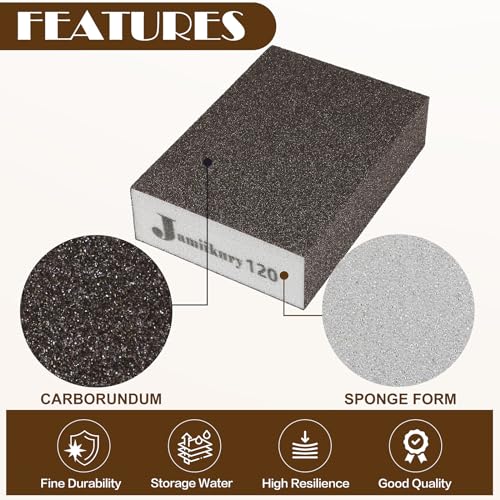 16pcs Sanding Blocks Assortment Kit, Sponge Sand Block Washable and Reusable, Wet & Dry Sandpaper Block for Wood Metal Drywall and Furniture Paint - 120/220 Grit - size: 120/220 Grits