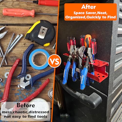 MUTUACTOR Magnetic Screwdriver Rack,1PCS Heavy Duty Magnetic Mount Red Screwdriver Organizer,Magnetic Tool Holder Durable Storage Holder for Multiple Screwdriver Plier Shear Tool Chest Cart Workbench - style: Red Screwdrivers Holder