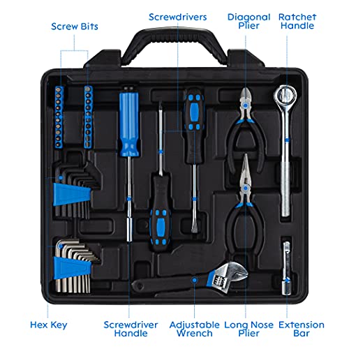 CARTMAN 122-Piece Auto Tool Set, Blue Drive Socket Wrench Kit, Storage Case | Versatile socket wrench and tool accessory set for auto checks, home repairs, DIY projects, garage work, and maintenance use. - style: 122 PC