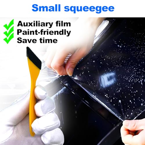 Black Felt Edge Squeegee Tool,Car Vinyl Film Wrapping Decal Glass Window Tint,Wallpaper Sticker Installation Spatula, Patching Putty Paint Flexible Small Plastic Scraper(Yellow 10Pcs) - size: Yellow 10PCS