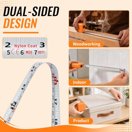 GRENPRO Self-Locking Tape Measure, 10ft/3m Dual Scale, Stiff Blade Orange - color: Orange