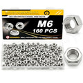 M6 Hex Nuts 160Pcs 304 Stainless Steel A2-70 Rustproof Metric - size: Metric M6;160pcs