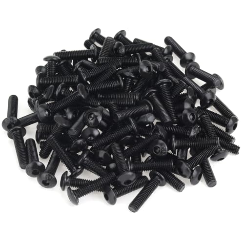 105 Pieces M4 x 16mm Button Head Socket Cap Screws, Thread Pitch 0.7mm, Sutemribor M4 Black Screws, 10.9 Grade Alloy Steel, Black Oxide Finish, Fully Threaded - size: M4 x 16mm, style: Button Head