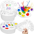 100 Pcs Large Clear Oval Paint Tray Palette Disposable Watercolor Palette Acrylic Paint Pallet Color Mixing Tray for Painting Party Oil Watercolor Craft Supplies DIY Art Painting Plastic - style: Oval