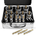 19 PCS (1/2" to 2-1/8") Carbide Hole Saw Kit for Metal - Heavy Duty TCT Hole Cutter Drill Bits Set with Titanium Pilot & L-Wrench, for Stainless Steel/Iron/Aluminum | Metal| - size: 19PCS（1/2" to 2-1/8")