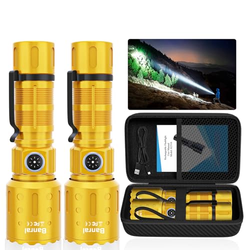 Rechargeable Flashlights High Lumens,Super Bright Small Powerful Flashlight - color: Yellow Gold