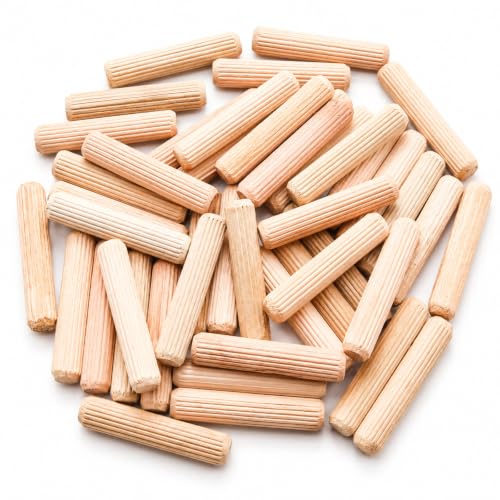 48Pcs 10mm x 50mm / 2/5 Inch x 1.97 Inch Wooden Dowel Pin Fluted Beveled Ends Wooden Pegs Support Shelves - size: 10 x 50mm