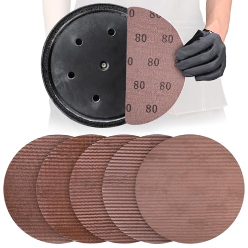 25 Pcs 9 Inch Mesh Sanding Disc Assortment for Drywall Sander | 80 120 180 240 320 Grit, Hook and Loop Anti-Clogging Dust Free Round Sandpaper for Wall and Popcorn Ceiling Removal - style: 9 Inch
