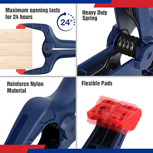 WORKPRO 8-Piece Bar Clamps, 4-Pack 4-1/2" Mini Bar Clamps & 4 Spring Clamps - color: Blue, size: 8-Pack 4-1/2" Bar Clamps and Spring Clamps