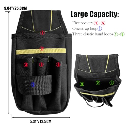 Small Tool Pouch with Belt Clip, Tool Pouch Holder,Multi Pocket Holster Organizer for Electrician Construction Maintenance,Durable Lightweight - color: Yellow