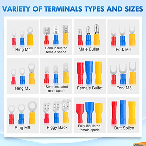 Nilight 1500PCS Mixed Quick Disconnect Insulated Electrical Crimp Terminals - color: 1500PCS Mixed Crimp Terminals