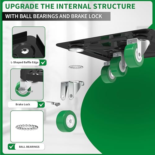 Heavy Duty Furniture Dolly 360 Rotate 5 Wheels 3000 Lbs Capacity 5.3x5.3 in - color: Green, size: 5.3x5.3 IN-6 Sliders