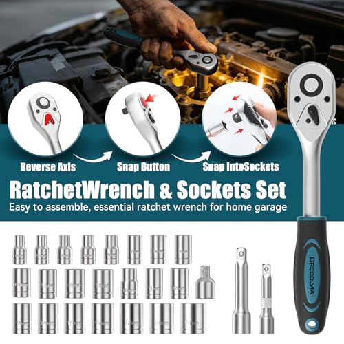 Home Tool Kit 199 Piece Basic Household Auto Repair Tool Set Car Toolbox General Hand Tool Kit for Home Men Women DIY with Plastic Toolbox (Blue and black) - color: Blue and Black