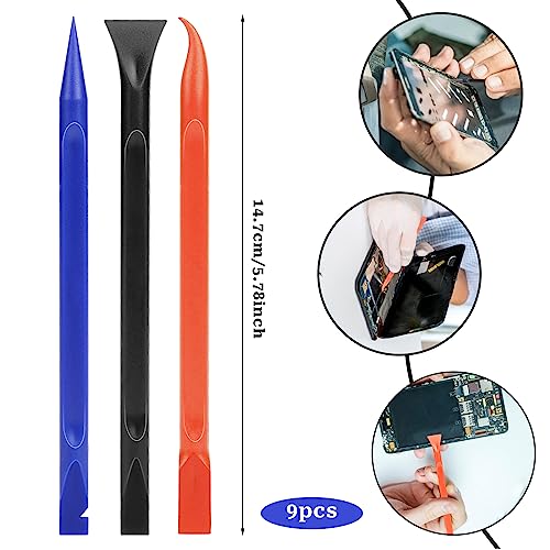 Carbon Fiber Plastic Scraper, 9 PCS Small Scraper Tool Plastic Scraper Tool Multi-Purpose Scraper Pen-Shaped Scraper Tool Non-Scratch Cleaning Tool for Tight Spaces, Kitchen, Crevices, Food, Paint - color: Multicolor