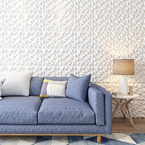 Art3dwallpanels 3D Wall Panels, White, 33 Pack | Modern 3D PVC Wall Tiles, Waterproof Fireproof, 33 Sheets White Pack, Easy DIY Mount for Residential Commercial Accent Wall - color: White