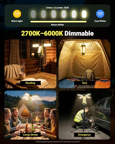 SakerNeo 20000mAh Rechargeable Camping Light with Stand,Portable Work Light - style: GREEN