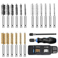 MAXMAN Wire Brush for Drill 18-Pack, Nylon/Brass/SS Bristles, 1/4"Hex Shank