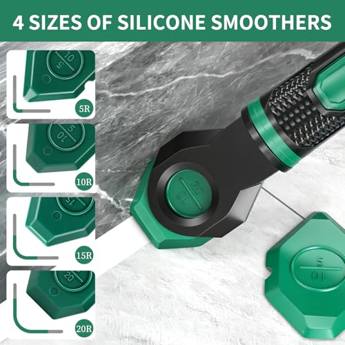 6 in 1 Caulking Tool & Caulk Remover Tool Kit with Dual-End Multi-Function Handle – Grout Removal Tool & Scraper for Bathroom, Kitchen, Tile Sealing