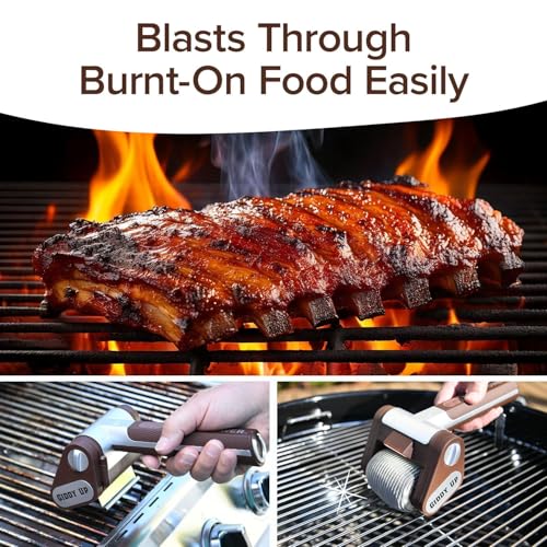 Horsepower Giddy Up Gold Bristle-Free Spinning Grill Brush, Cordless - style: Extra Battery Life